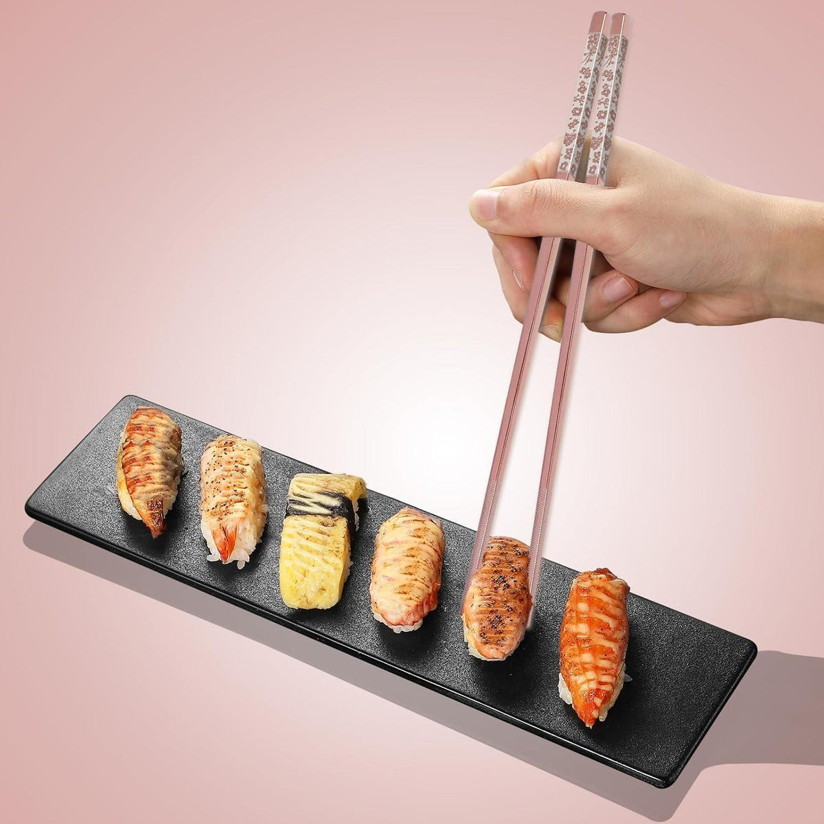 Edelstahl Essstäbchen Set Rosa Sakura Laser Graviert