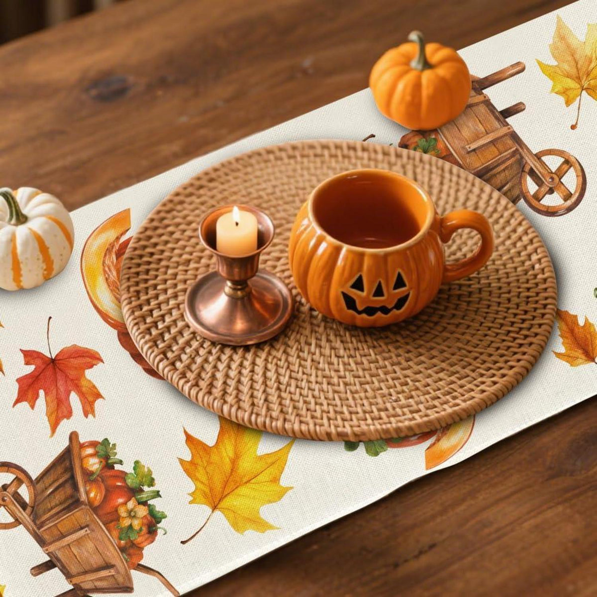Herbst Tischläufer Ahornblätter 40x240cm – Waschbar & Wiederverwendbar