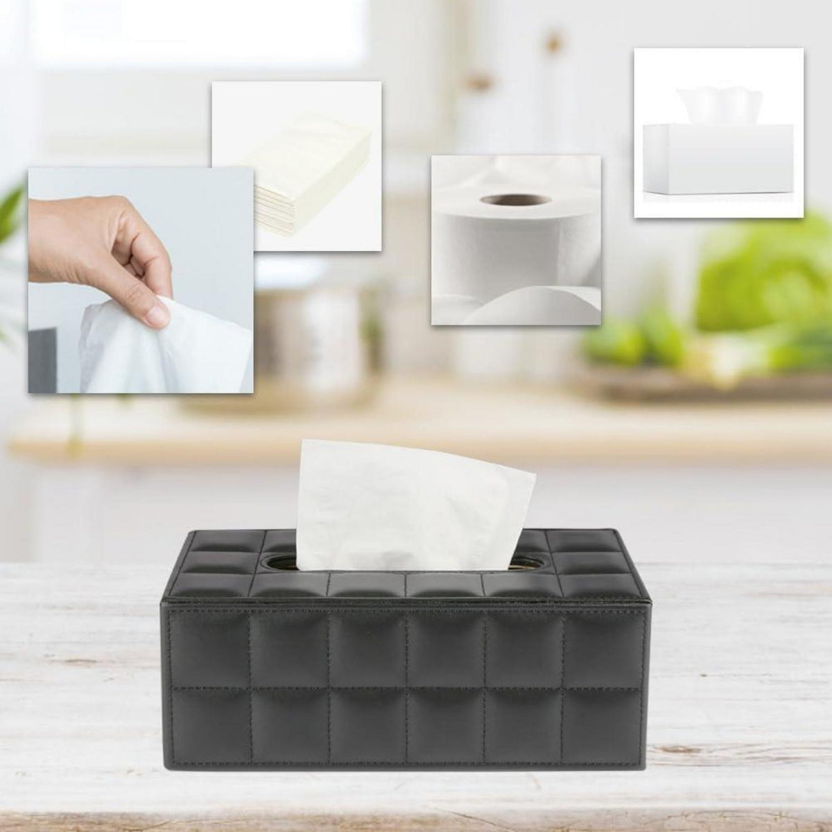 Taschentücherbox Premium mit Magnetverschluss (Schwarz) in Lederoptik