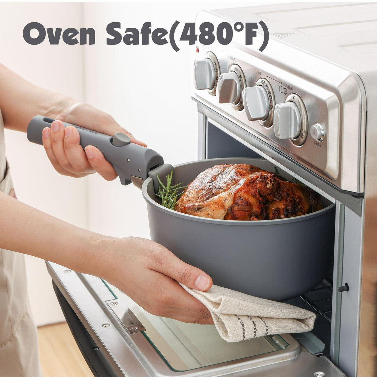 17-teiliges Antihaft-Kochgeschirrset mit abnehmbaren Griffen