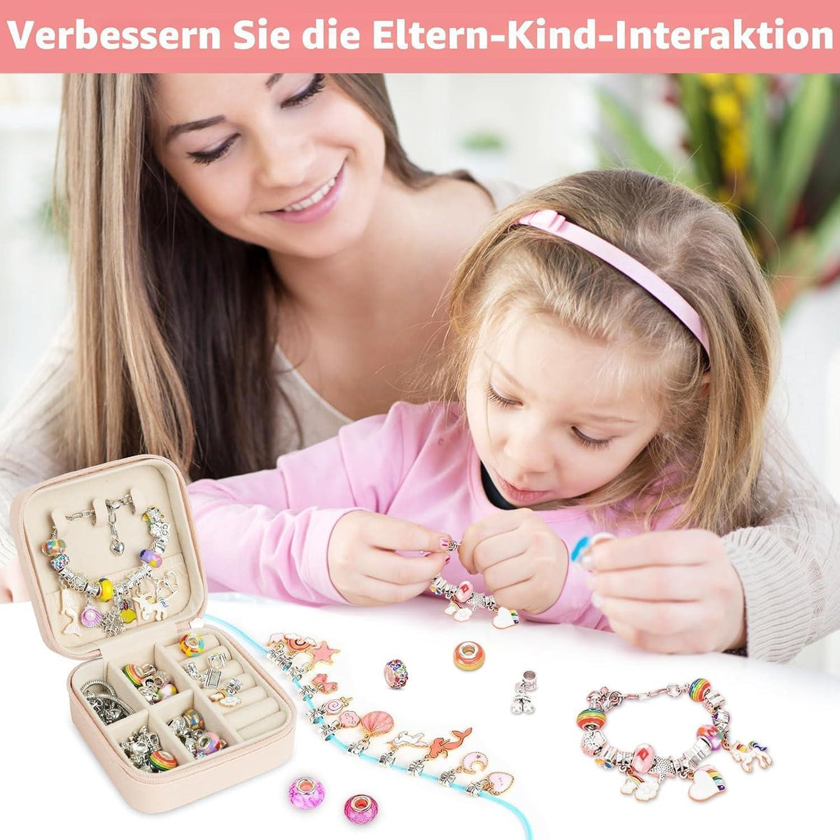 Armband Bastelset Kinder – 66-teilig mit Perlen & Geschenkbox