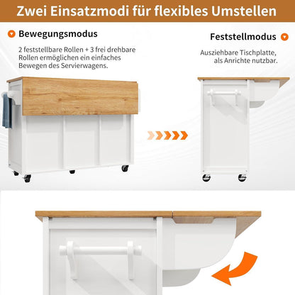 Küchenschrank mit Klappplatte, Weinregal & Handtuchhalter, Weiß