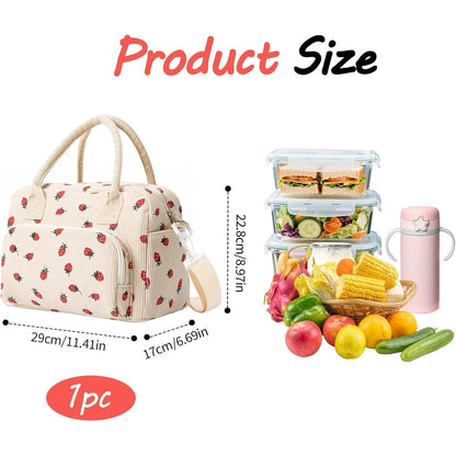Isolierte Kühltasche Erdbeer-Design – Lunchtasche für Arbeit & Reisen