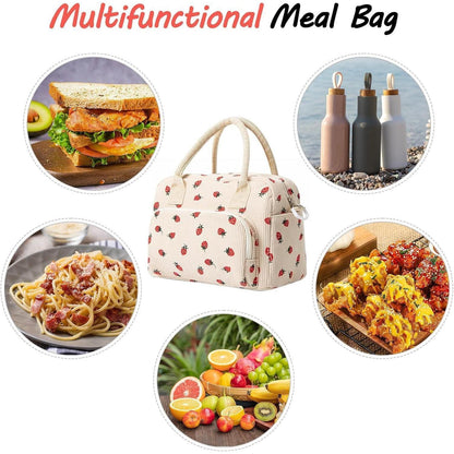 Isolierte Kühltasche Erdbeer-Design – Lunchtasche für Arbeit & Reisen