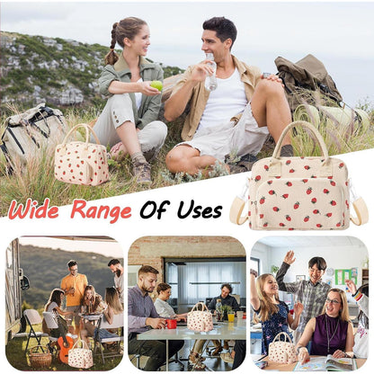 Isolierte Kühltasche Erdbeer-Design – Lunchtasche für Arbeit & Reisen