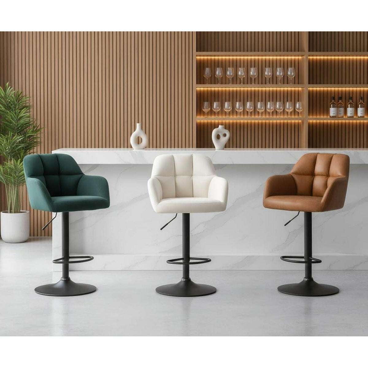 Barhocker Set 2er –, Höhenverstellbar & Drehbar in Lederoptik