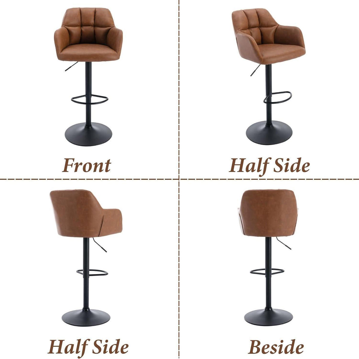 Barhocker Set 2er –, Höhenverstellbar & Drehbar in Lederoptik