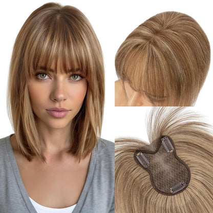 Echthaar Pony Topper 360° Abdeckung – #4p27 Mittelbraun/Blond
