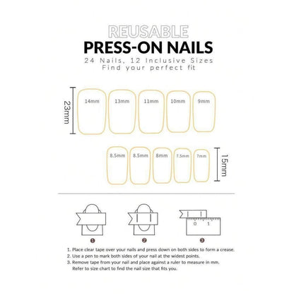Blaue Press On Nails – Lange, Square French mit Blumen & Strass