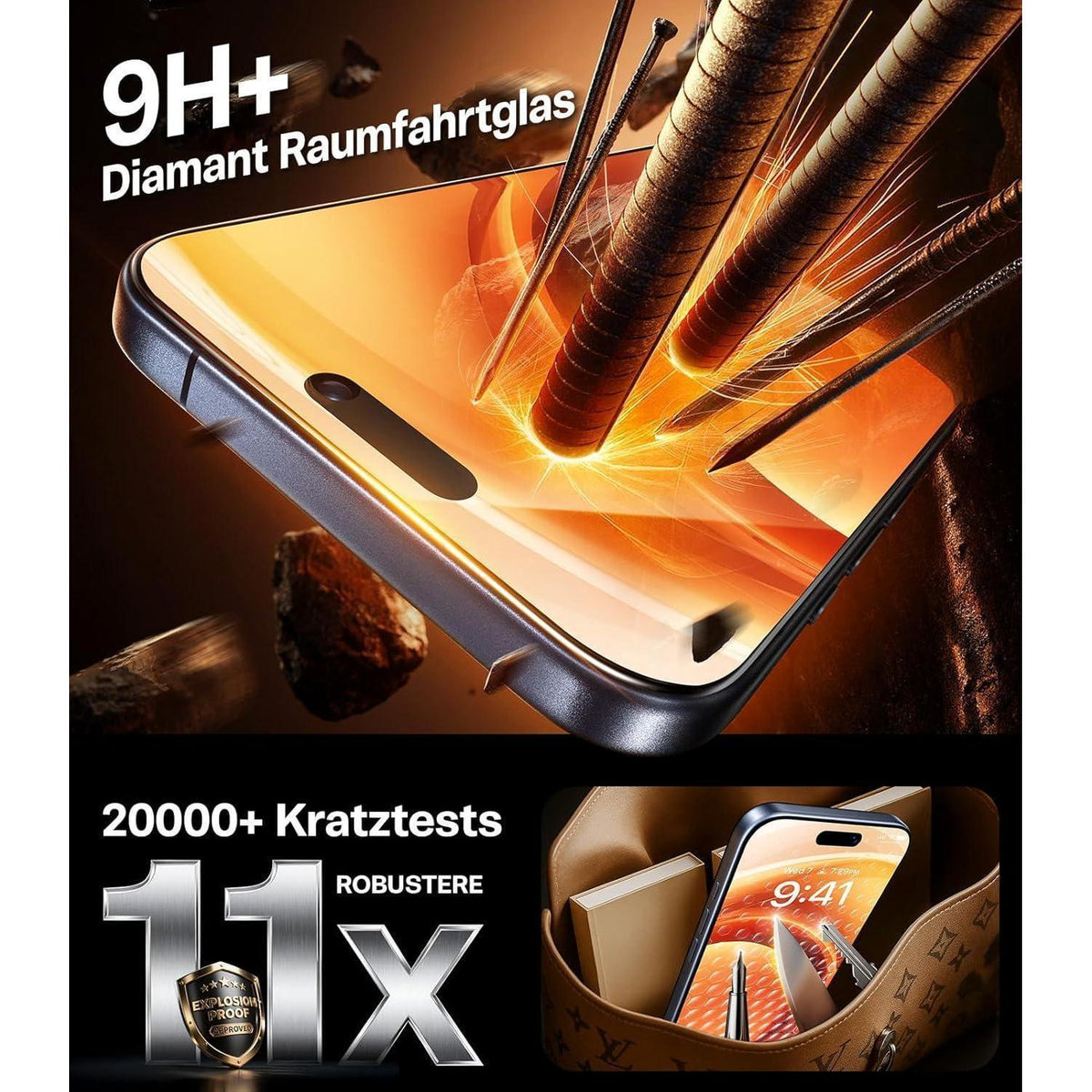 iPhone 17 Pro Max Panzerglas mit AR-Schutz & einfacher Montage
