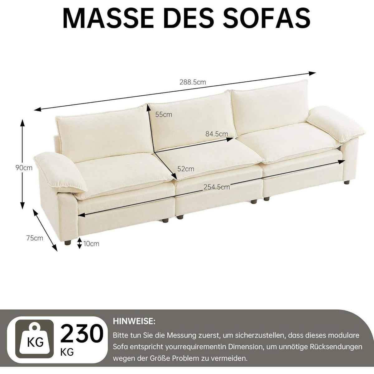 JIEXI Ecksofa mit Schlaffunktion – Beige Chenille-Stoff