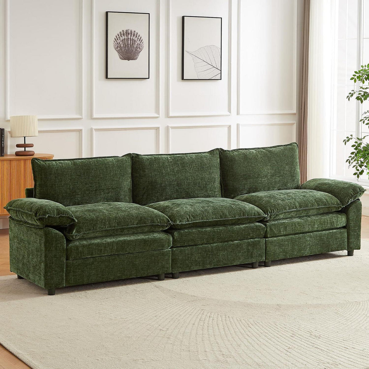 JIEXI Ecksofa mit Schlaffunktion – Grün, Modernes Wohnzimmer Sofa
