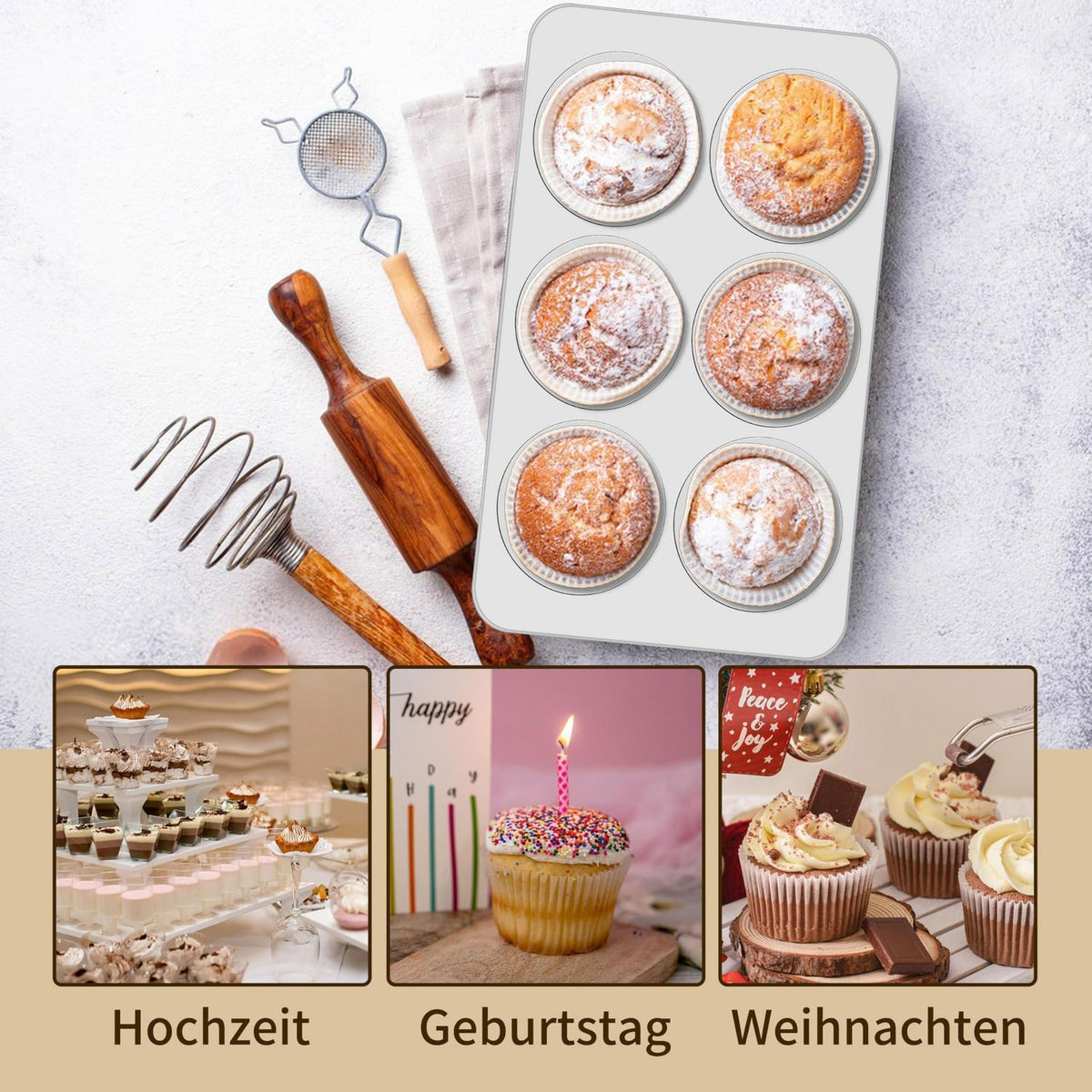 Edelstahl Muffinbackform 12 Muffins - 2er Set