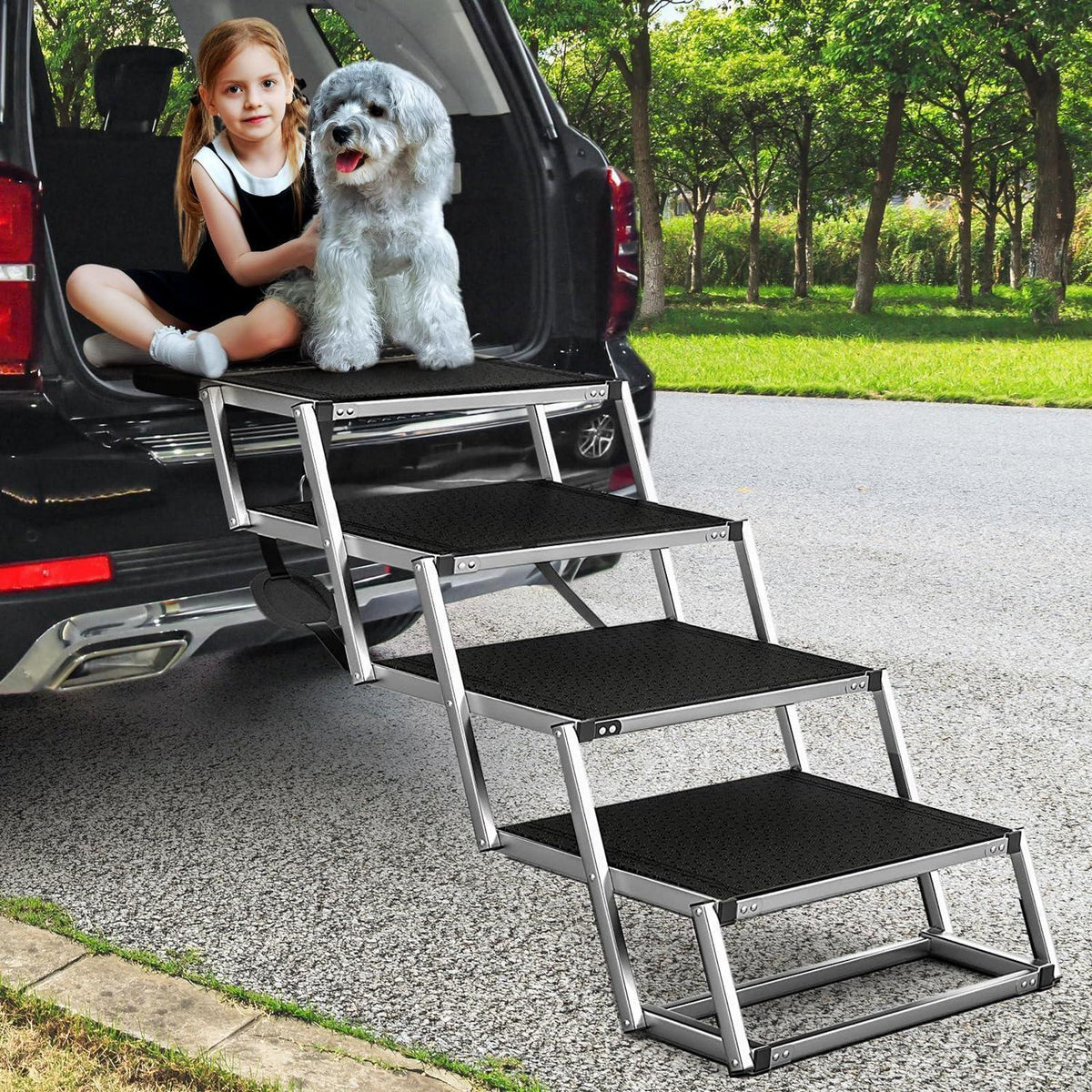 Hundetreppe Klappbar – 4 Stufen für Große Hunde & Auto
