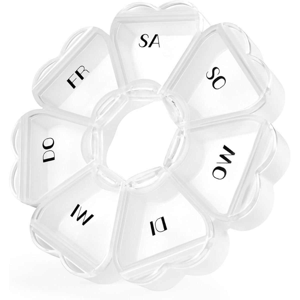 Pillendose Herzform 7 Fächer für die Woche Weiß