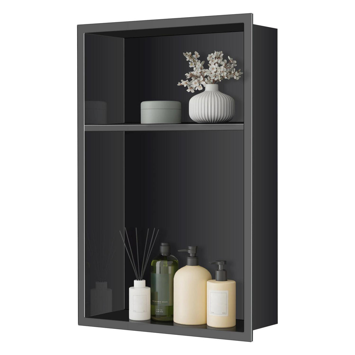 Edelstahl Duschnische 45x30x10cm Schwarz – Wandnische für Badezimmer