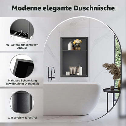 Edelstahl Duschnische 45x30x10cm Schwarz – Wandnische für Badezimmer