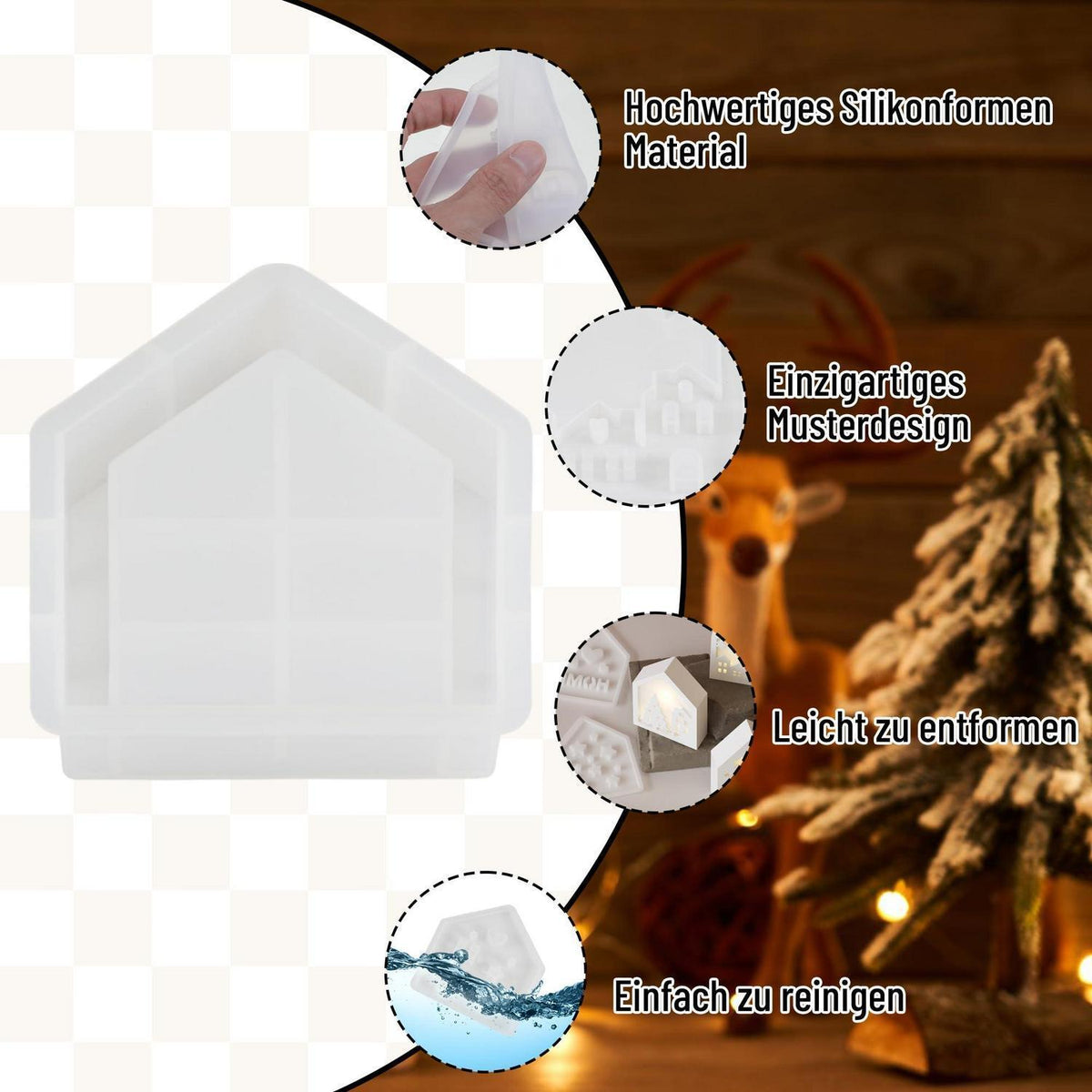 Silikon Gießformen Häuser – 8er Set für Kerzen, Seife & Harz