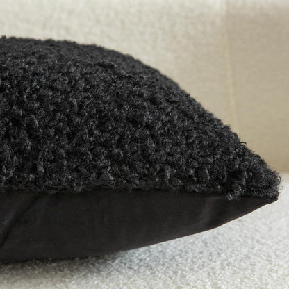2x Kissenbezug Teddywolle Schwarz 60x60 cm