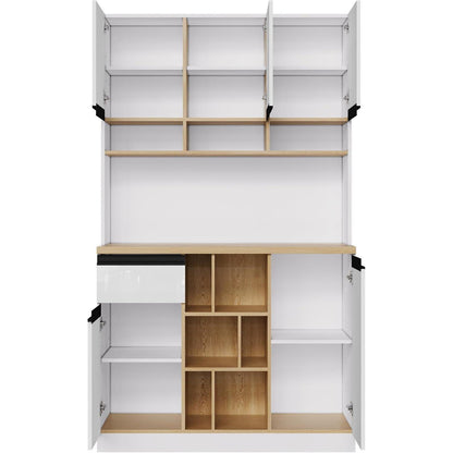Moderner Küchenschrank Weiß – Sideboard mit Regalen & Schubladen