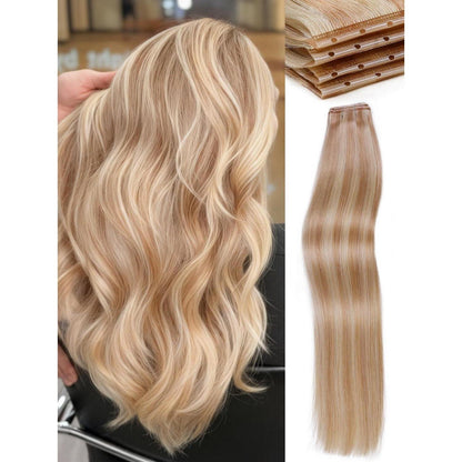 Echthaar Extensions 40cm Erdbeerblond mit Strähnchen