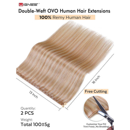 Echthaar Extensions 40cm Erdbeerblond mit Strähnchen