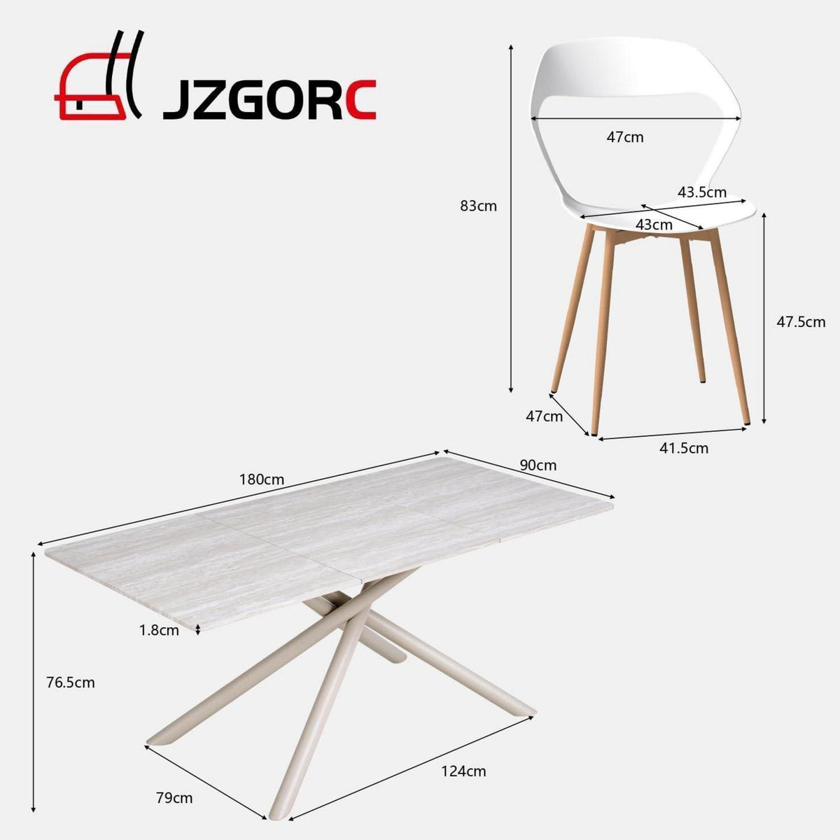Esstisch Set 180cm & 4 Stühle – Modernes Esszimmer-Set