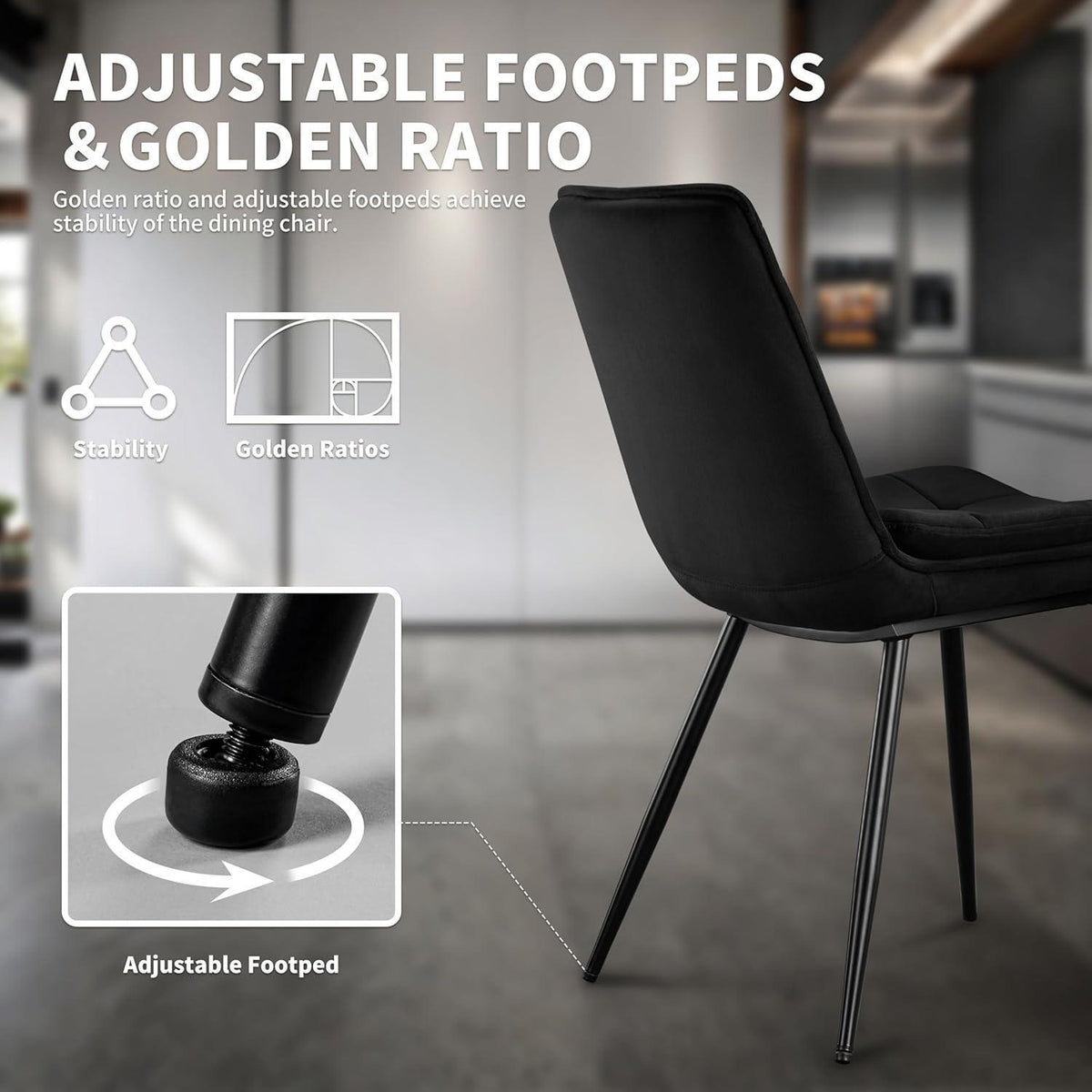 Esszimmerstühle Samt 4er-Set Schwarz – Gepolstert & Modern