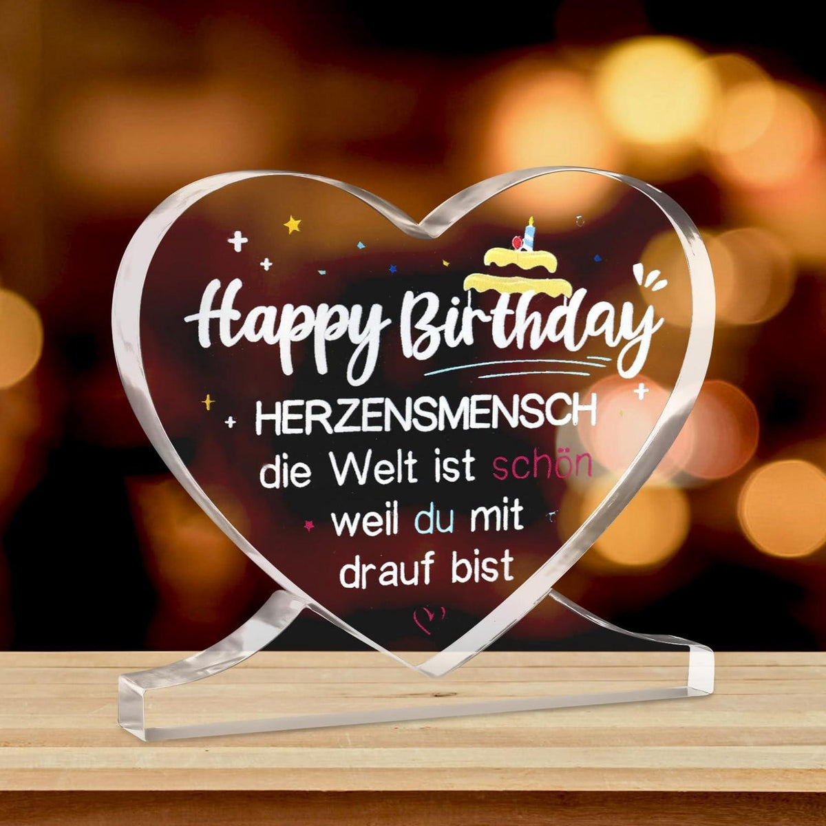 Herzförmige Acryl Geburtstagsdeko – Geschenk für Sie