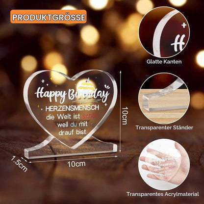 Herzförmige Acryl Geburtstagsdeko – Geschenk für Sie