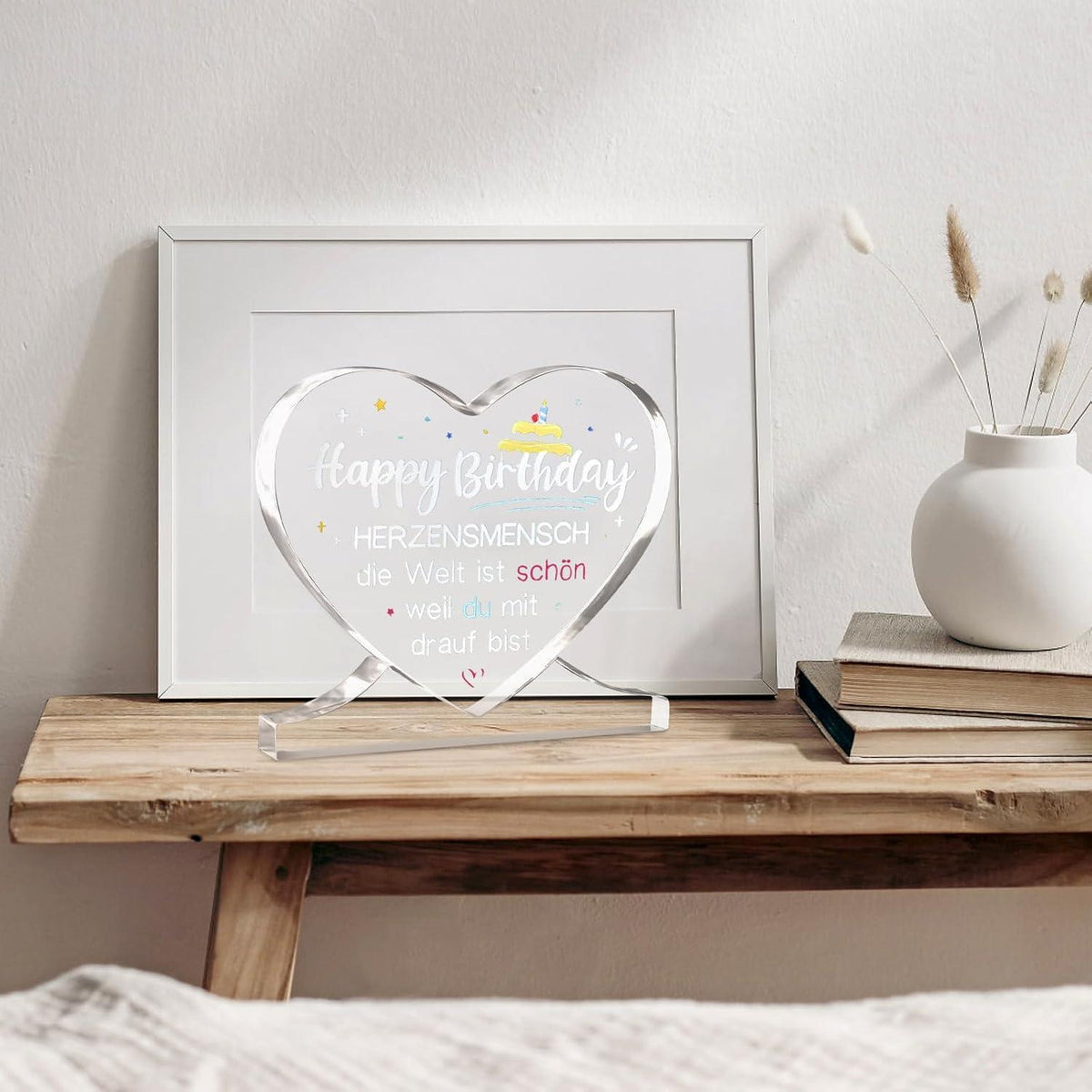 Herzförmige Acryl Geburtstagsdeko – Geschenk für Sie