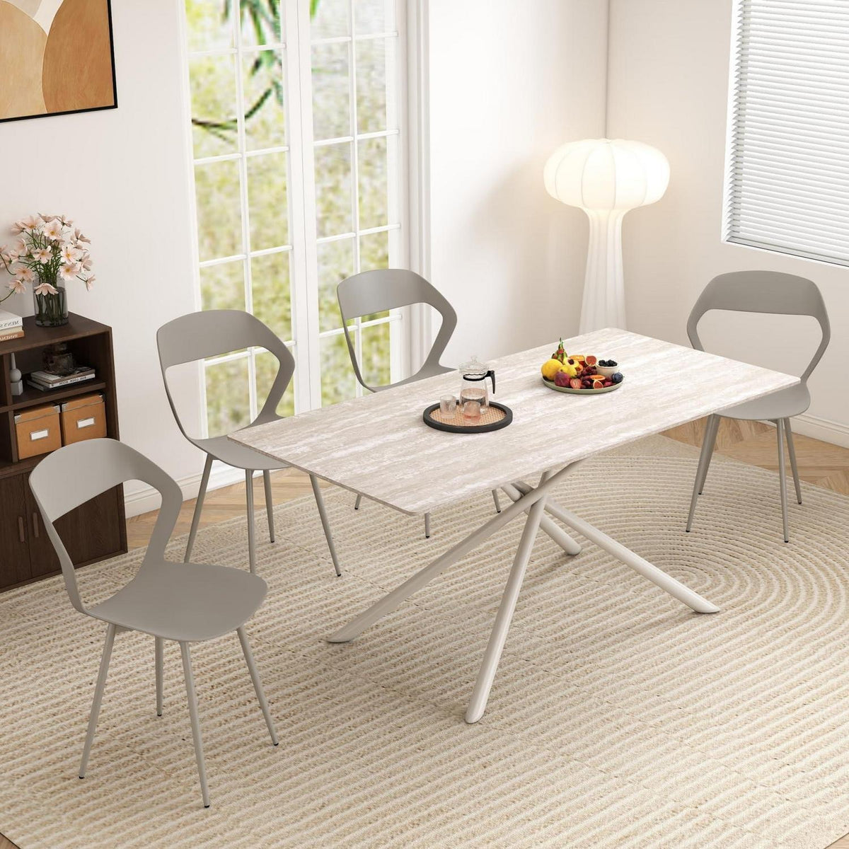 Rechteckiger Esstisch Set 180cm mit 4 Stühlen – Grau
