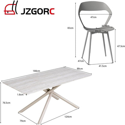 Rechteckiger Esstisch Set 180cm mit 4 Stühlen – Grau