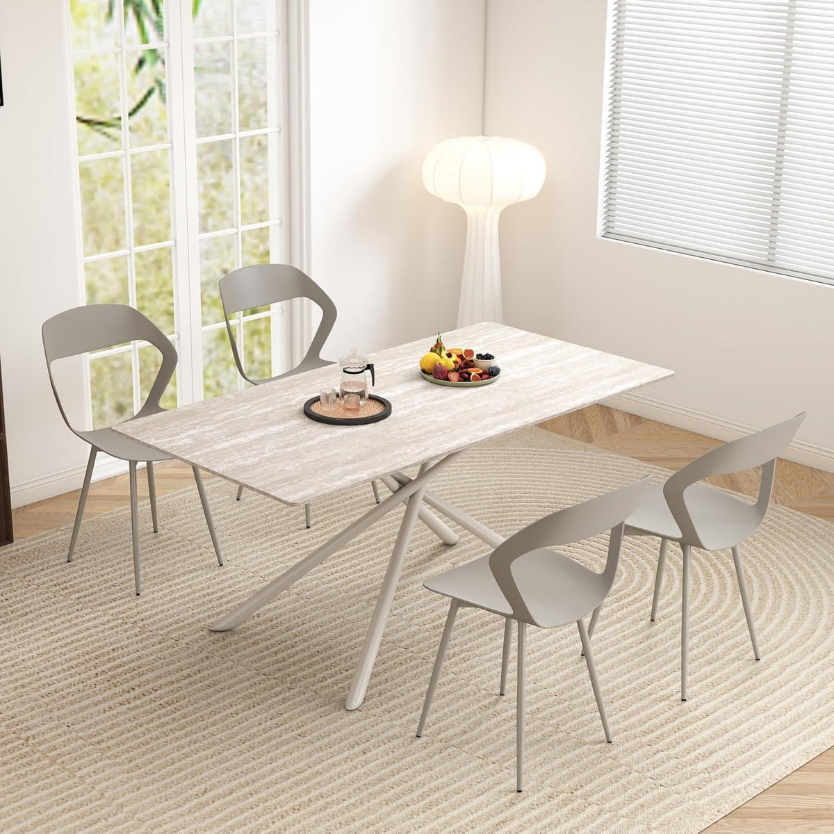 Rechteckiger Esstisch Set 180cm mit 4 Stühlen – Grau