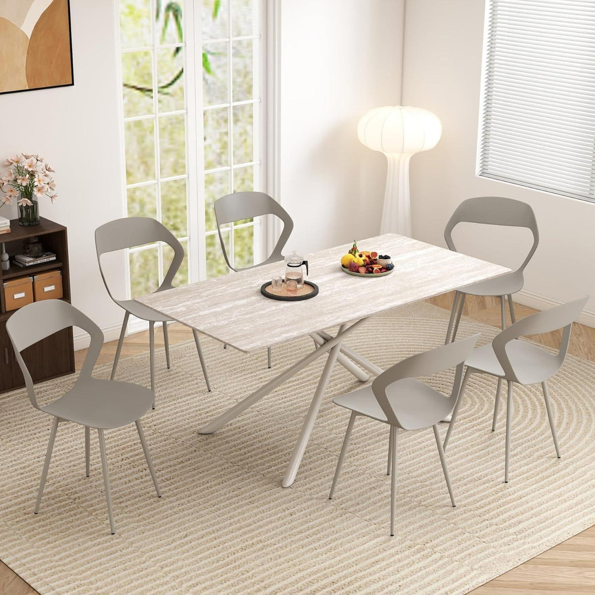 Rechteckiger Esstisch Set 180cm mit 4 Stühlen – Grau