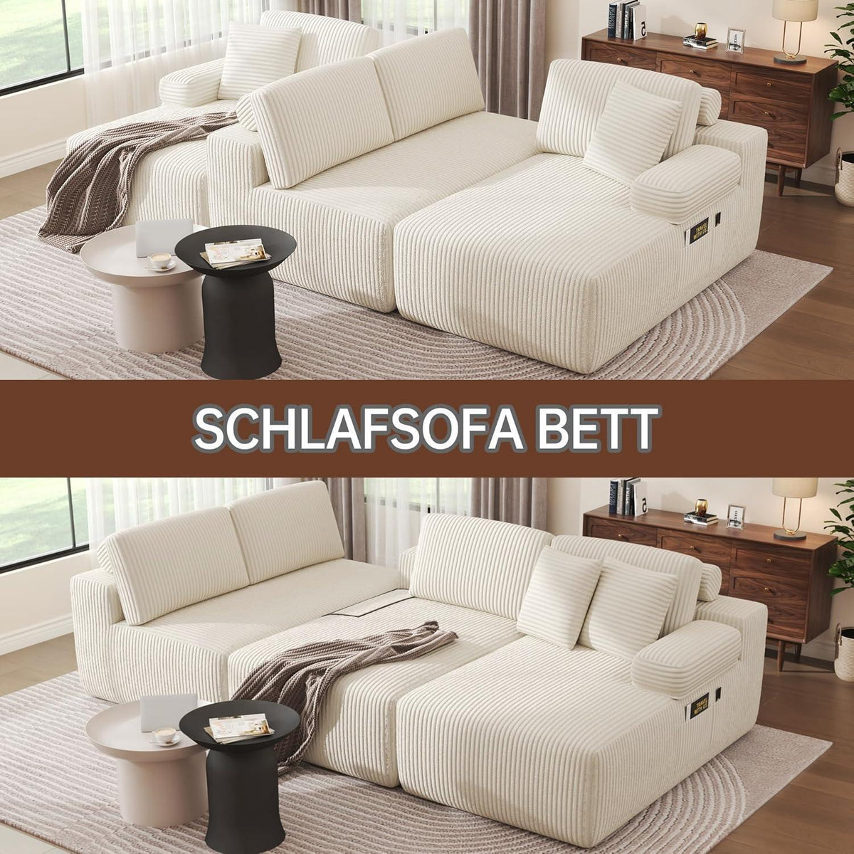 Modulares U-förmiges Cord-Sektionalsofa mit Memory-Schaum