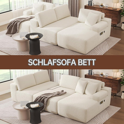 Modulares U-förmiges Cord-Sektionalsofa mit Memory-Schaum