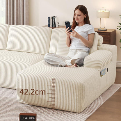 Modulares U-förmiges Cord-Sektionalsofa mit Memory-Schaum