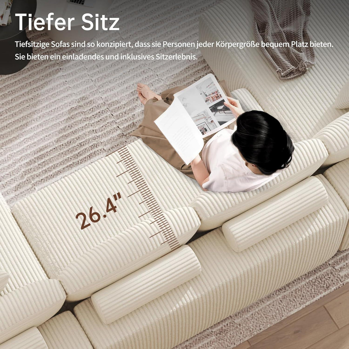Modulares U-förmiges Cord-Sektionalsofa mit Memory-Schaum