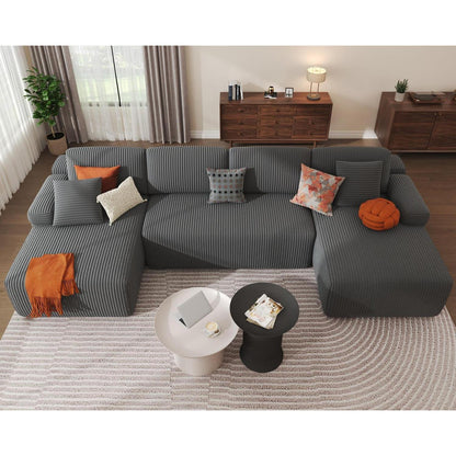 Modulares U-förmiges Cord-Sektionalsofa mit Memory-Schaum