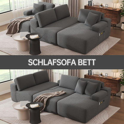Modulares U-förmiges Cord-Sektionalsofa mit Memory-Schaum