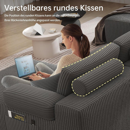 Modulares U-förmiges Cord-Sektionalsofa mit Memory-Schaum