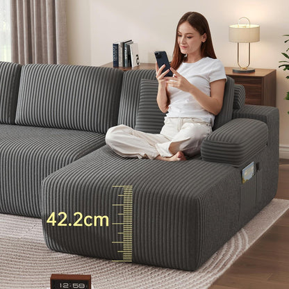 Modulares U-förmiges Cord-Sektionalsofa mit Memory-Schaum