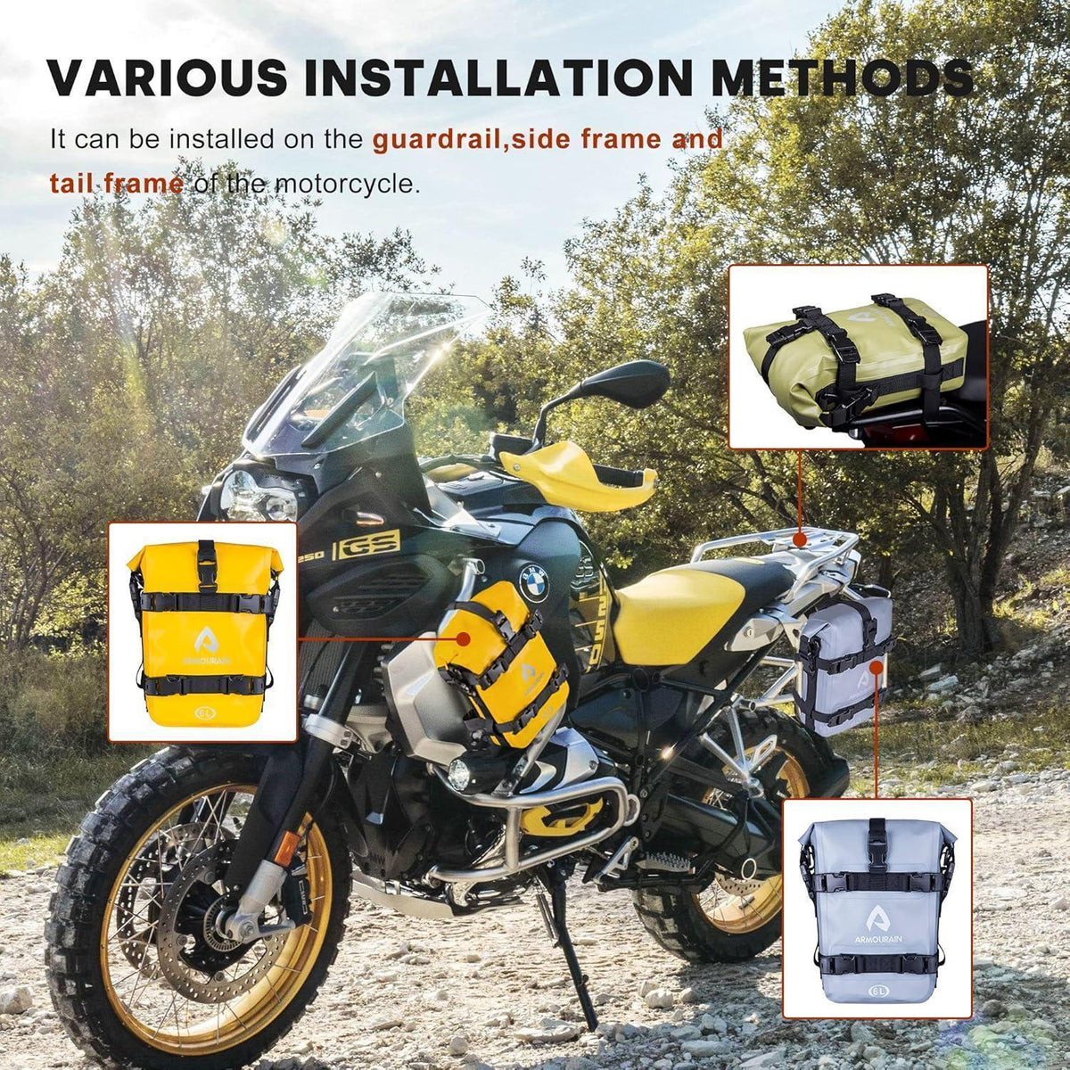 Motorrad Sturzbügel Seitentaschen Set (2x 6L) Wasserdicht Armee Grün