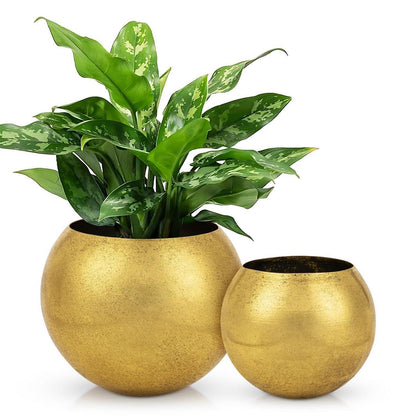Übertopf Set Gold – 2er Set Pflanzgefäße Metall Modern