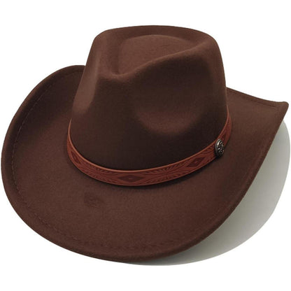Cowboyhut mit breiter Krempe und Band in Lederoptik