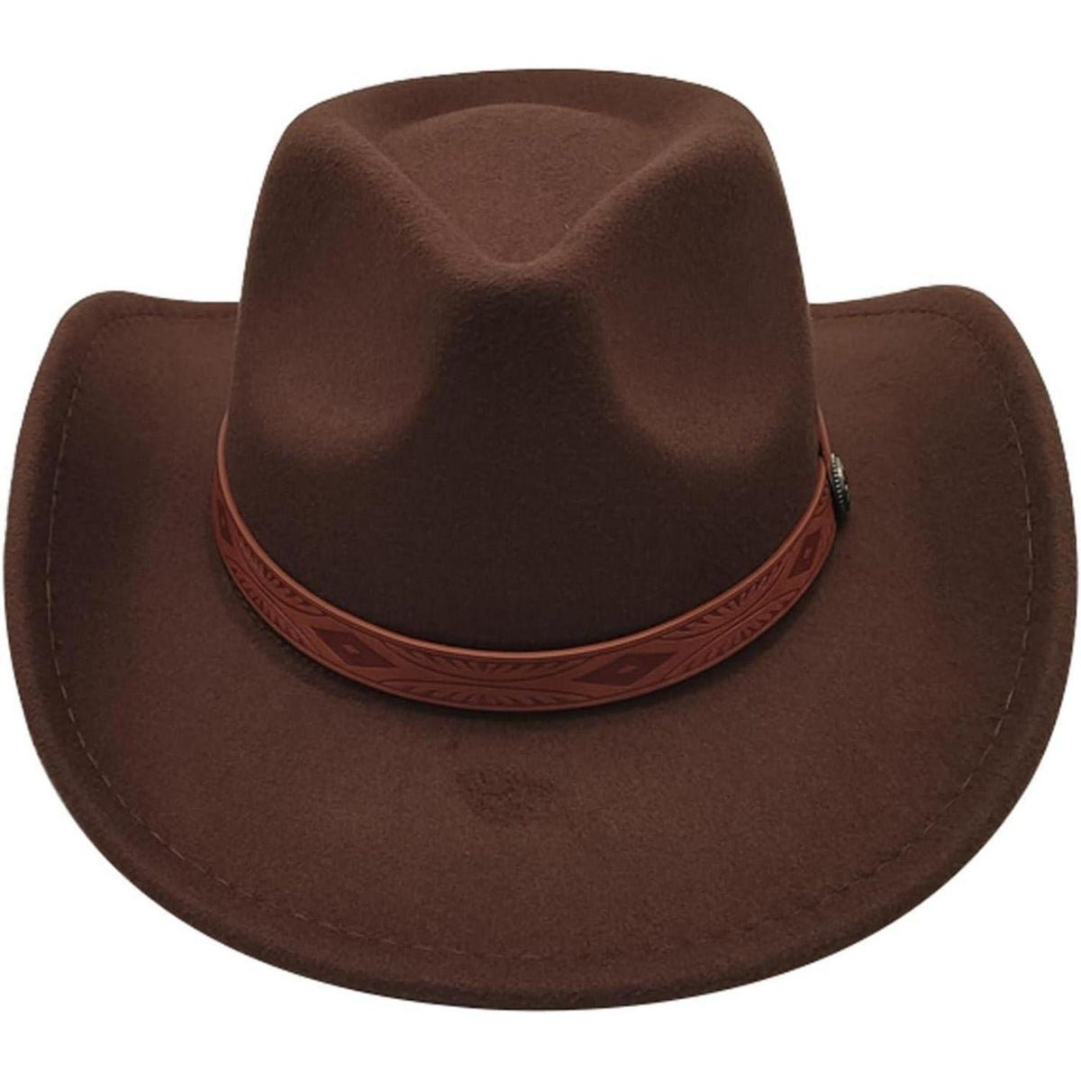 Cowboyhut mit breiter Krempe und Band in Lederoptik