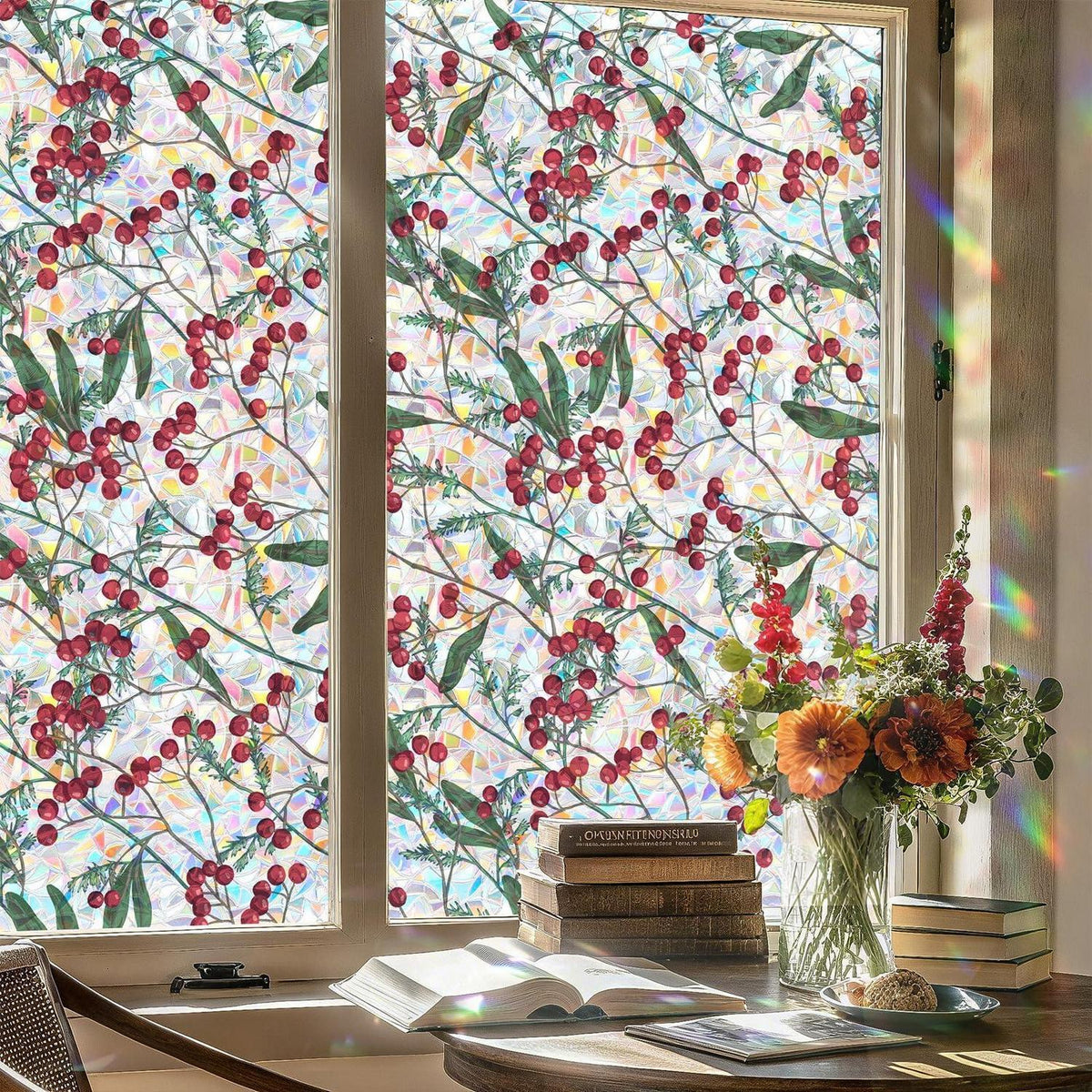 Blickdichte Fensterfolie Winterbeeren, 44x200 cm