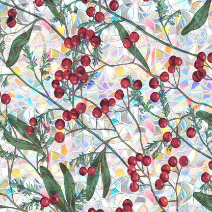 Blickdichte Fensterfolie Winterbeeren, 44x200 cm