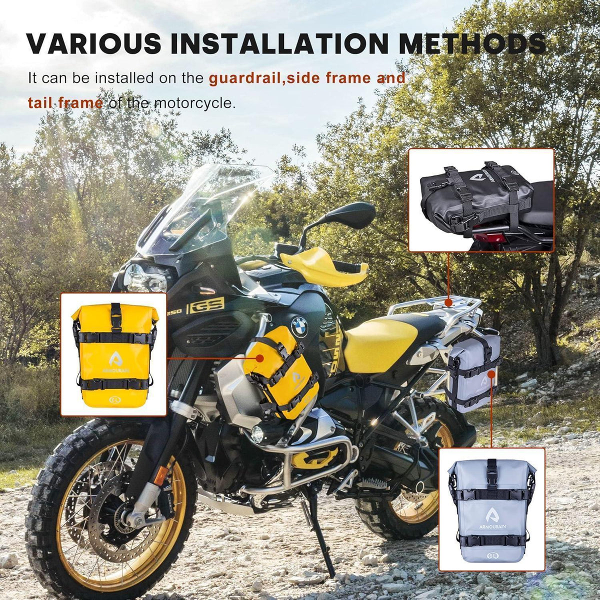 Motorrad Sturzbügel Seitentaschen Set (2x 6L) Wasserdicht Gelb